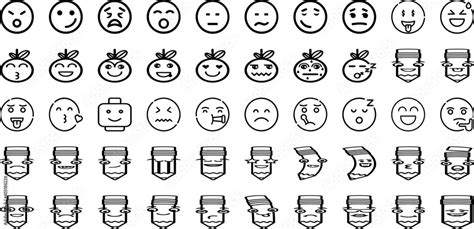 Set Of Emoticon Icons Collection Isolated Silhouette Solid Icons ...