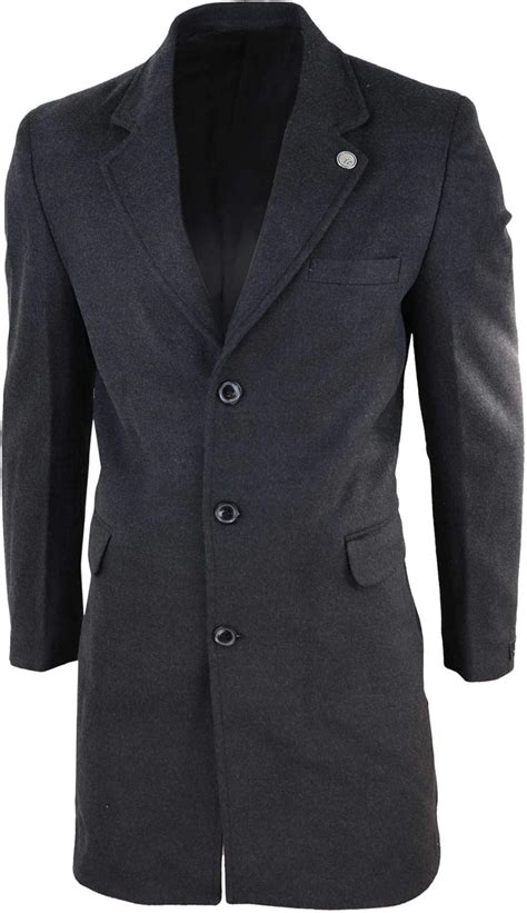 Uomo TruClothing Soprabito Classico Lungo Uomo Elegante Giacca Slim