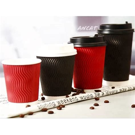 Flash Sales Rippled Coffee Cups With Optional Lids 50pcs Lazada PH