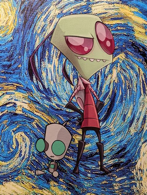 Invader Zim Gir Crossover Printed Canvas Etsy