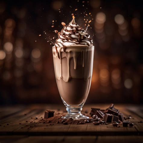 Premium Ai Image A Chocolate Milk Shake Splash In Glass