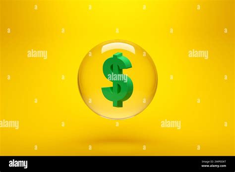 Us Dollar Currency Symbol In A Glass Sphere On Yellow Background