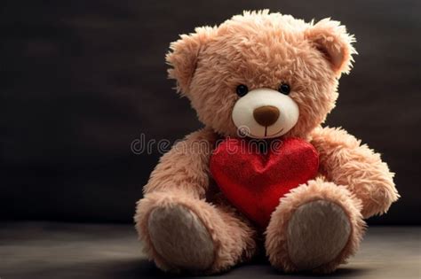 Heartfelt Cuddle Teddy Bear Holds Red Heart Perfect Valentines Symbol