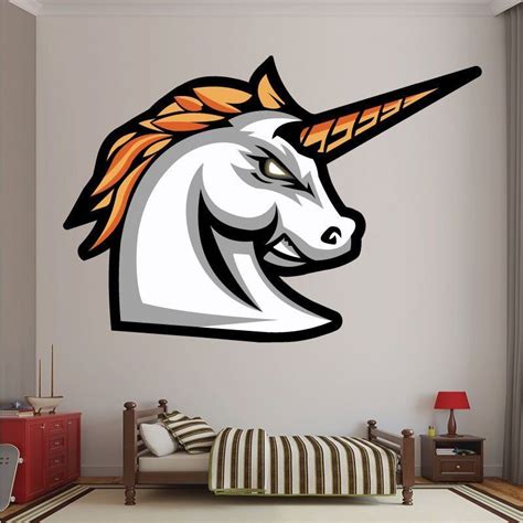 Sticker Mural Crazy Licorne Autocollant Intérieur Crazy Licorne