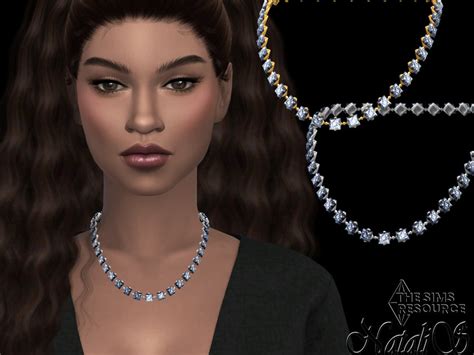 The Sims Resource Princess Cut Crystals Medium Necklace