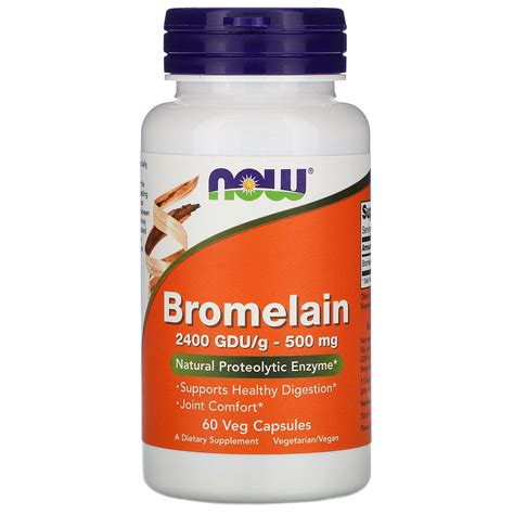 Bromelain 500 Mg 60 Veg Capsules Now Foods