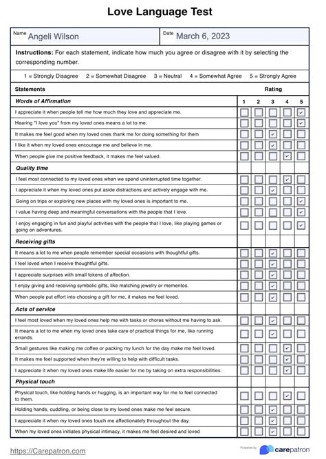 Love Language Printable Quiz