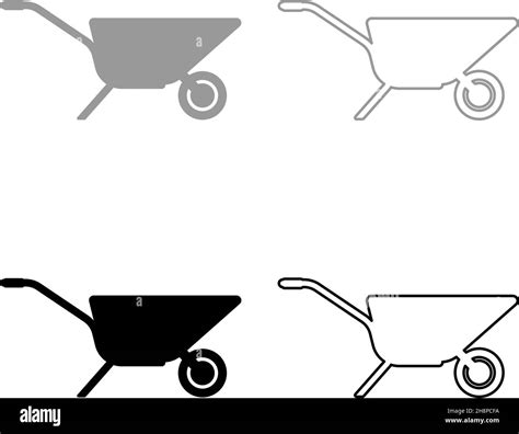 Garden Cart Wheelbarrow Gardening Horticultural Set Icon Grey Black