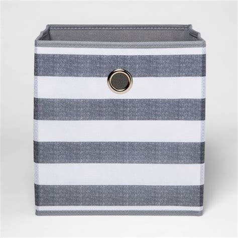 11" Fabric Cube Storage Bin Gray/white Stripe - Room Essentials™ : Target