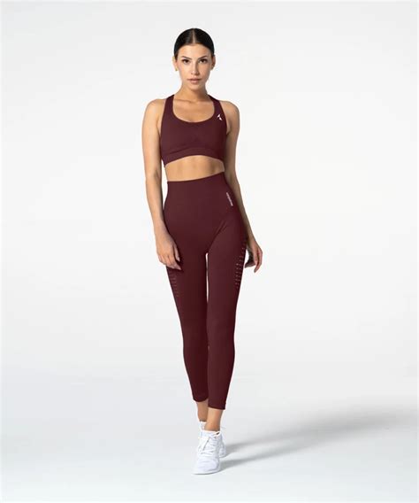 Damskie Burgundowe Legginsy Bezszwowe Phase Carpatree