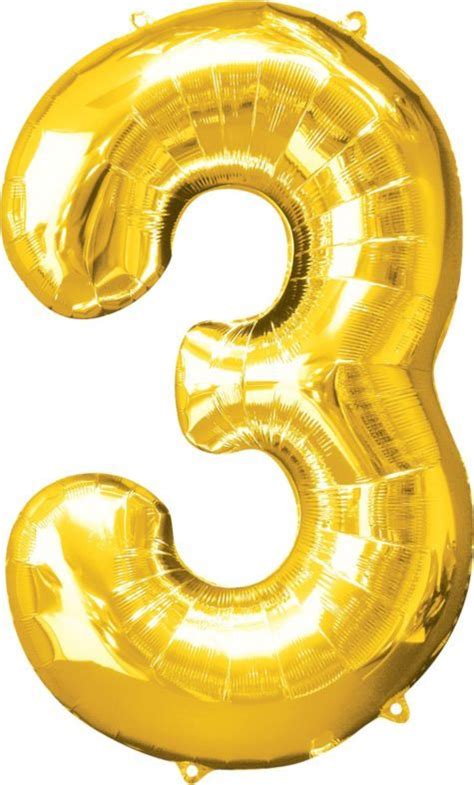 Number 3 Metallic Gold Foil Balloon 34in Party City Gold Number