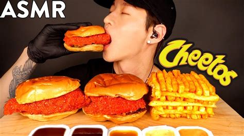 Asmr Hot Cheetos Popeyes Chicken Sandwiches Mukbang No Talking