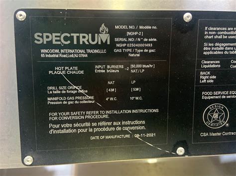 NEW WINCO NGHP SPECTRUM BURNER COUNTERTOP NATURAL GAS HOT PLATE Vision Equipment