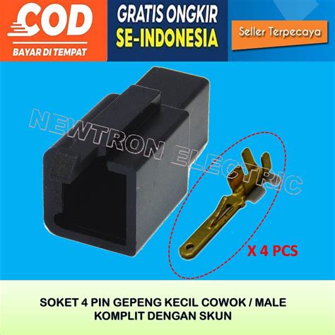 Jual Soket Kabel Gepeng 4 Pin Kecil Cowok Male Original Komplit Dengan