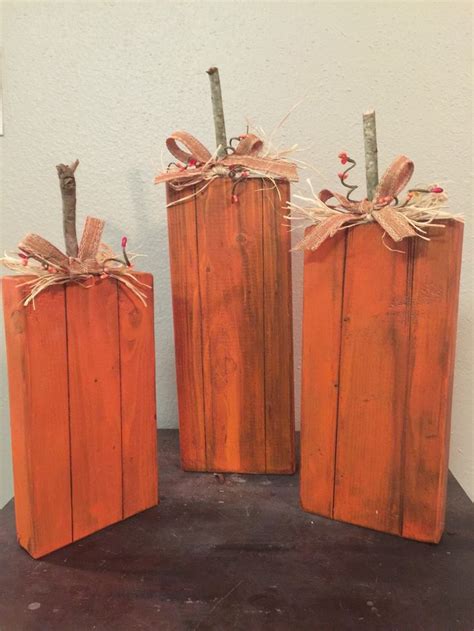 Primitive Wood Pumpkins Rustic Fall Decor Tall Wooden Pumpkins Painted