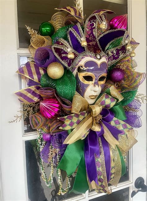 Mardi Gras Wreath Mardi Gras Swag Fat Tuesday New Orleans Wreath