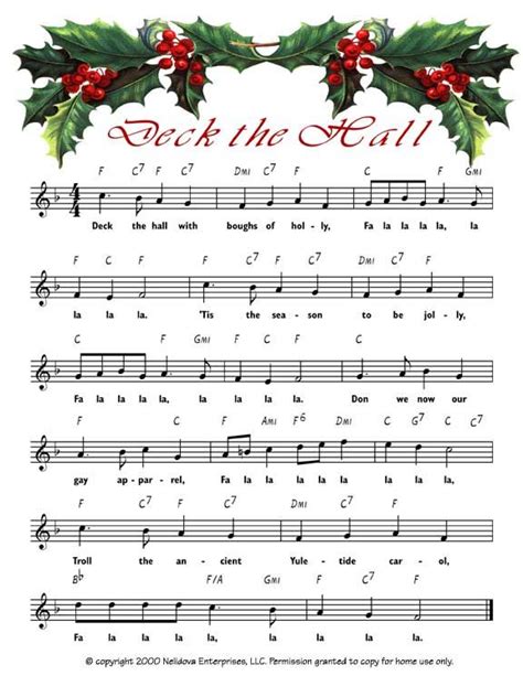 Deck The Halls Printable Lyrics