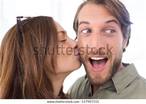Beautiful Brunette Woman Kissing Man Images Stock Photos Vectors Shutterstock