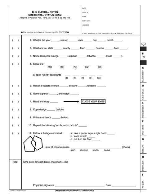 Mini Mental Status Exam Printable