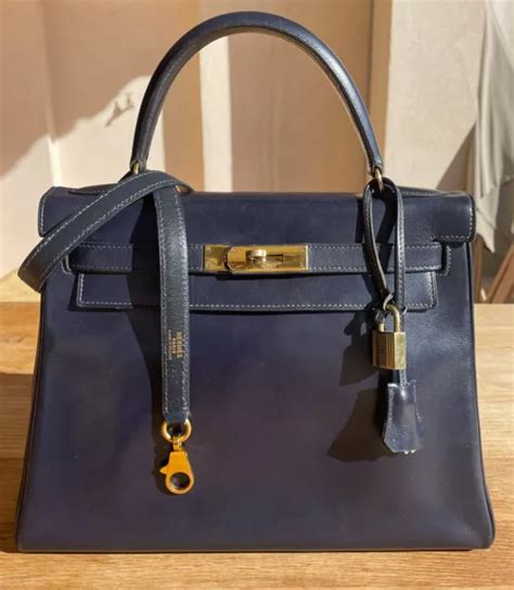 SAC HERMÈS KELLY 28 bleu marine en cuir de box EUR 7 900 00 PicClick FR