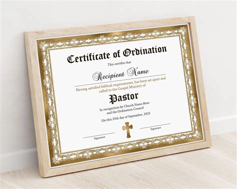 Pastor ordination certificate template editable certificate etsy – Artofit