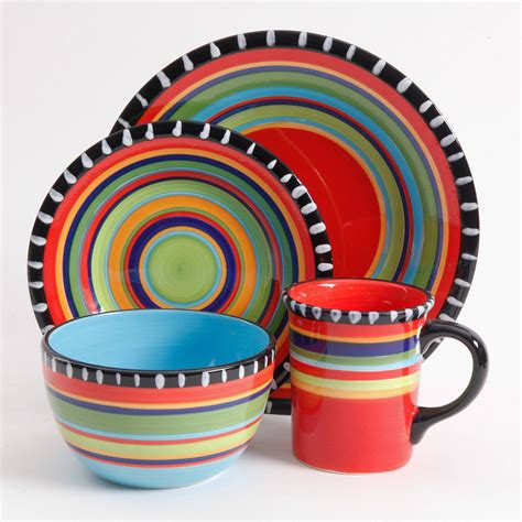 Gibson Elite Piece Multi Color Glaze Dinnerware Set With Plates