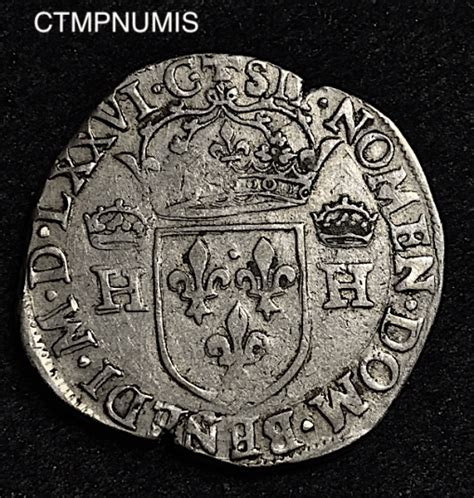 MONNAIE ROYALE HENRI III TESTON ARGENT 1576 C M TOULOUSE CTMP NUMIS