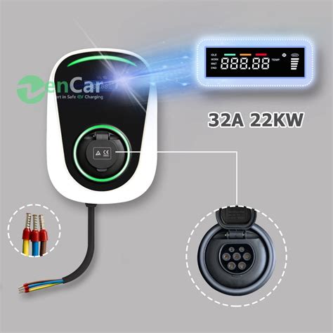 32A 3phase 22kw EV Charging Station Wall Mounted With IEC 62196 2