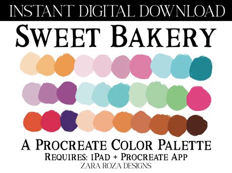 Sweet Bakery Procreate Color Palette Cute Boho Retro Pink Etsy