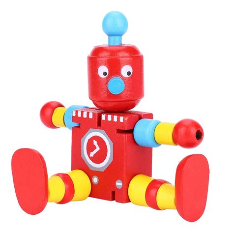 Wooden Doll Robot Kids Flexible Wood Peg Dolls Wooden People Doll Robot ...