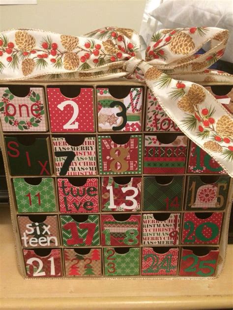 Green And Red Advent Calendar Made From Paper And Box From Hobby Lobby