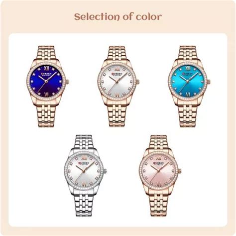 Relojes De Cuarzo De Lujo Curren Para Mujer Color Del Fondo Rose Blue