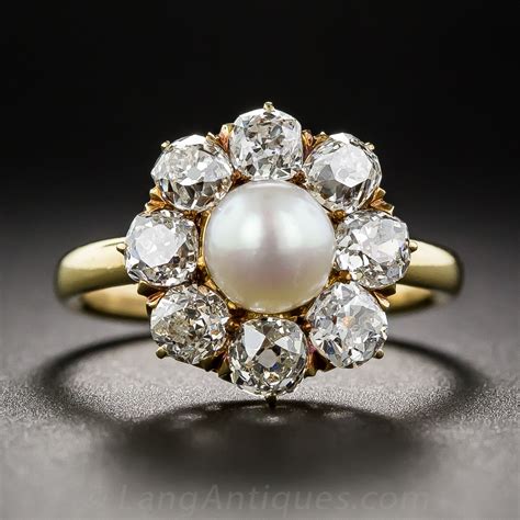 Victorian Natural Pearl and Diamond Ring