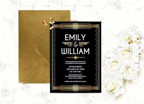 Wedding Invitation Template Great Gatsby Wedding Invitation Editable