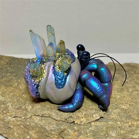 Crystal Hermit Crab Sculpture Polymer Clay Hermit Crab Crab