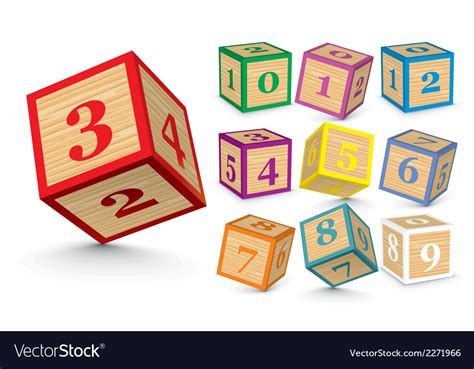 Wooden number blocks Royalty Free Vector Image