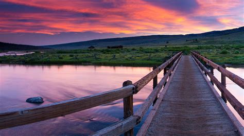 Wallpaper Nature Landscape Bridge Sunset Clouds Water Stone