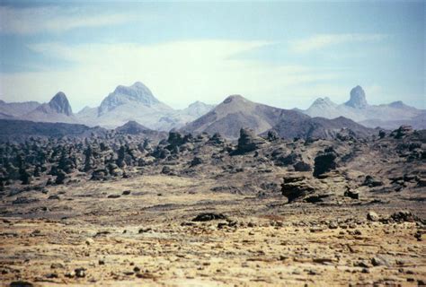 The Tibesti Mountains, ancient volcanoes, south of the regional capital ...