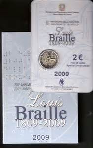 Moneda 2 Euro 200th Birthday Of Louis Braille 2009 Italia 2002