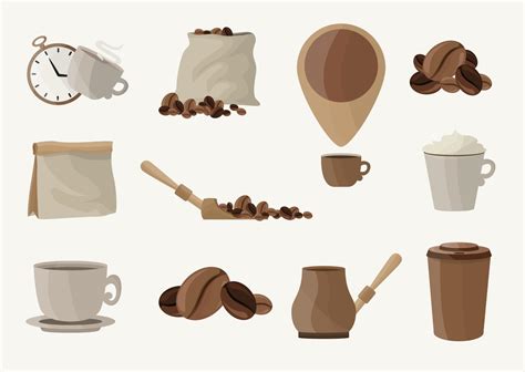 Big Set Of Coffee Elements For Your Design Vector Art At Vecteezy