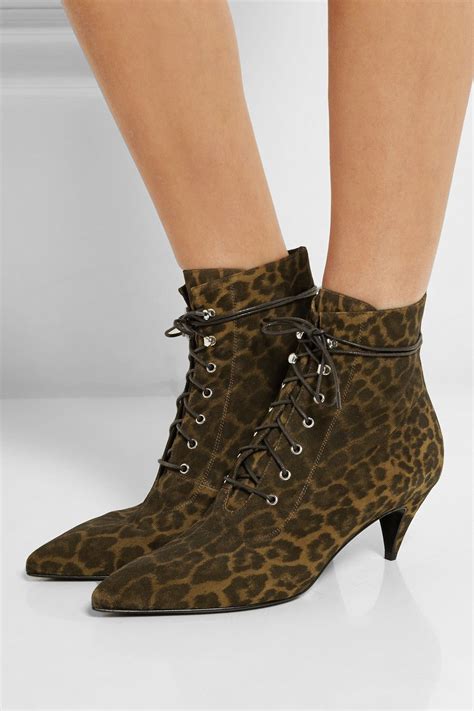 Saint Laurent Leopard Print Brushed Suede Ankle Boots Net A Porter