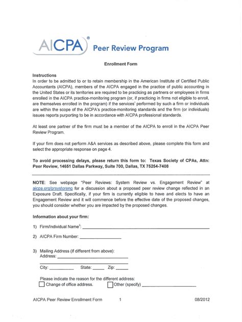 Fillable Online Tscpa Aicpa Member Firms Enrollment Form Fax Email