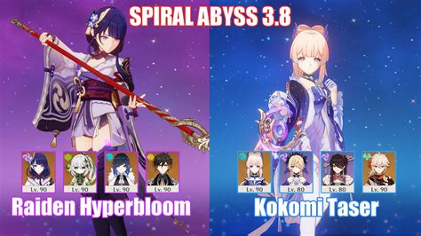 C0 Raiden Hyperbloom And C0 Kokomi Taser Spiral Abyss 38 Genshin