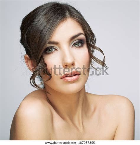 Beautiful Woman Portrait Nude Shoulders Female Stock Photo