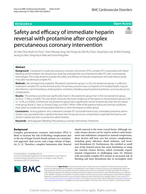 (PDF) Safety and efficacy of immediate heparin reversal with protamine ...