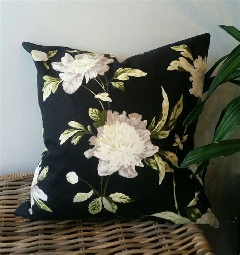 Black Floral Pillow Cover Black Roses Pillow Black And Etsy