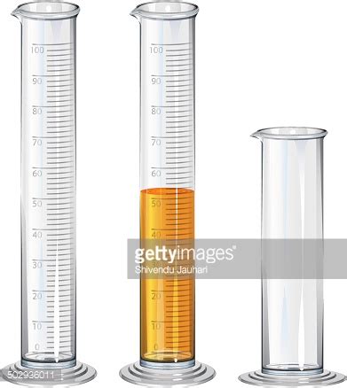 Chemistry Apparatus Graduated Cylinder With Fluid Stock Vector