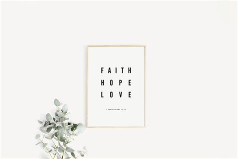 Faith Hope Love 1 Corinthians Minimalist Christian Bible Verse Print