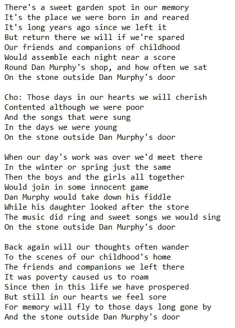 The Stone Outside Dan Murphy's Door Song Lyrics And Chords - Irish folk ...