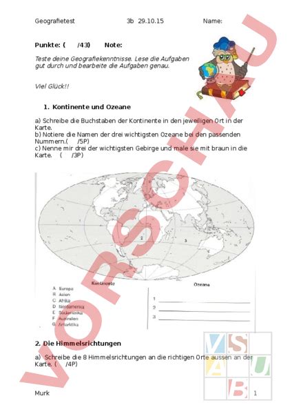 Arbeitsblatt Lk Arbeit Mit Dem Atlas Geographie Kartographie